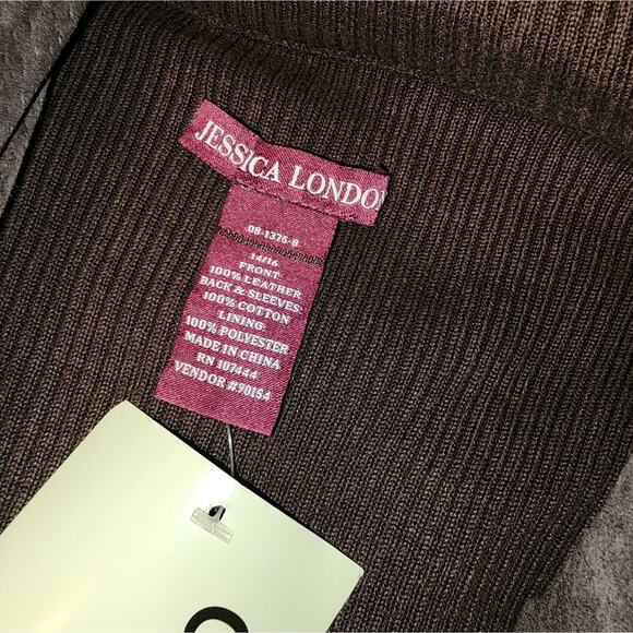 JESSICA LONDON NWT WOMENS LEATHER SUEDE /SWEATER JACKET COAT. SIZE 14/16 JUNIOR - Picture 3 of 9